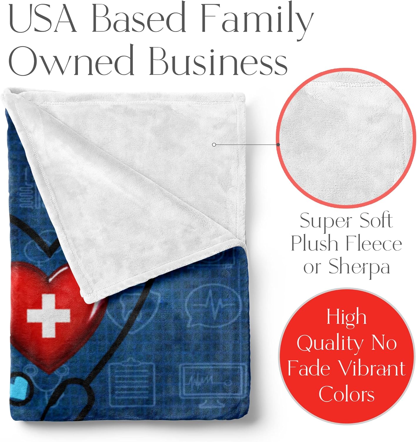 Customized Nurse Blanket - Ships Next Day, Printed in USA - Soft Fleece or Sherpa Blanket - Personalized Throw, Nurse Appreciation