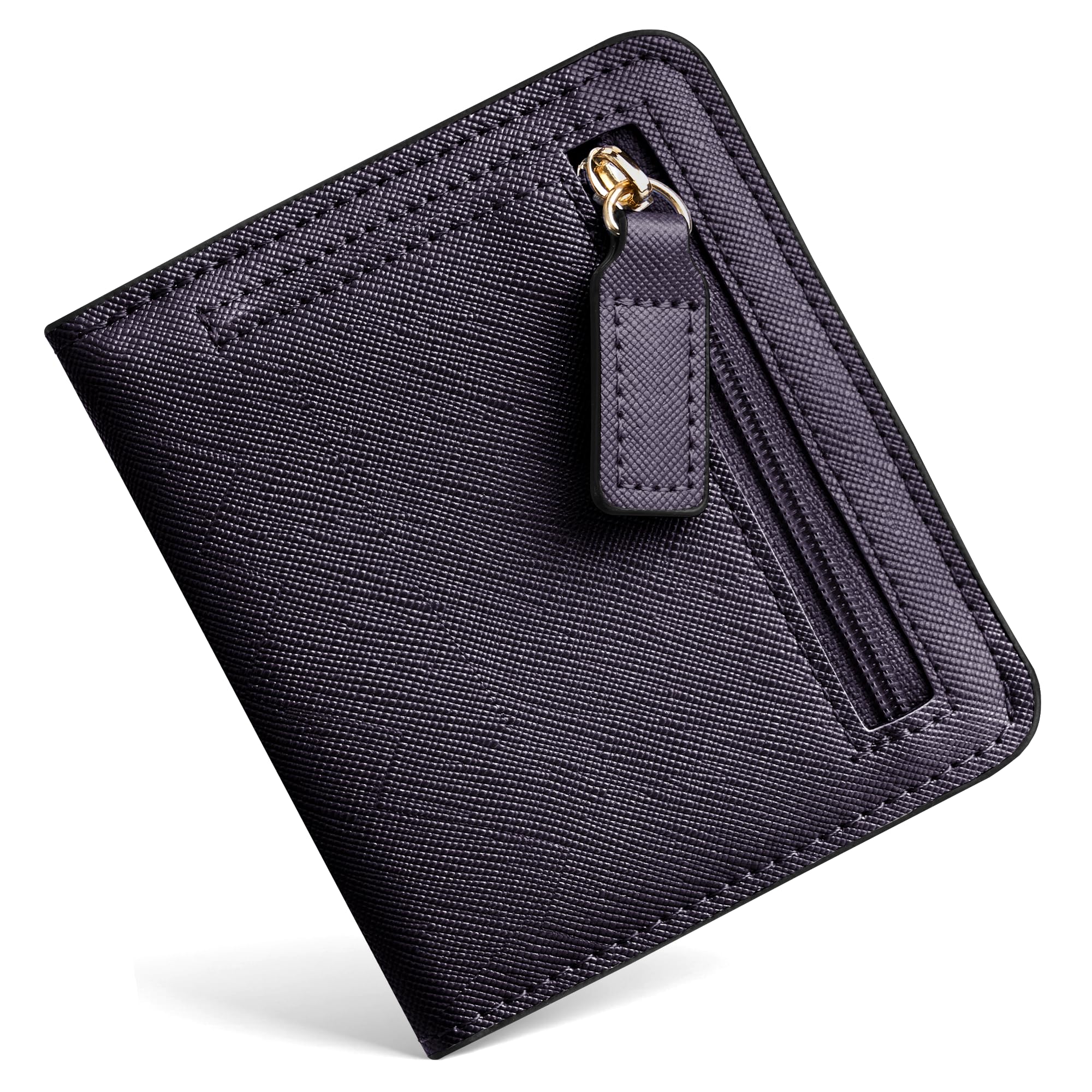 Toughergun Women’s Small Slim Leather Wallet with RFID Protection, Compact Bifold Mini Purse with Clear ID Window