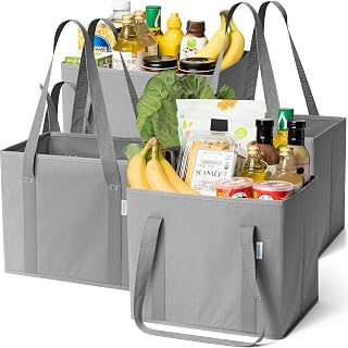BagGroup Reusable Grocery Bags - Extra Large 4-Pack, Stays Open & Stands Tall, Durable Totes for Shopping, Picnics & More