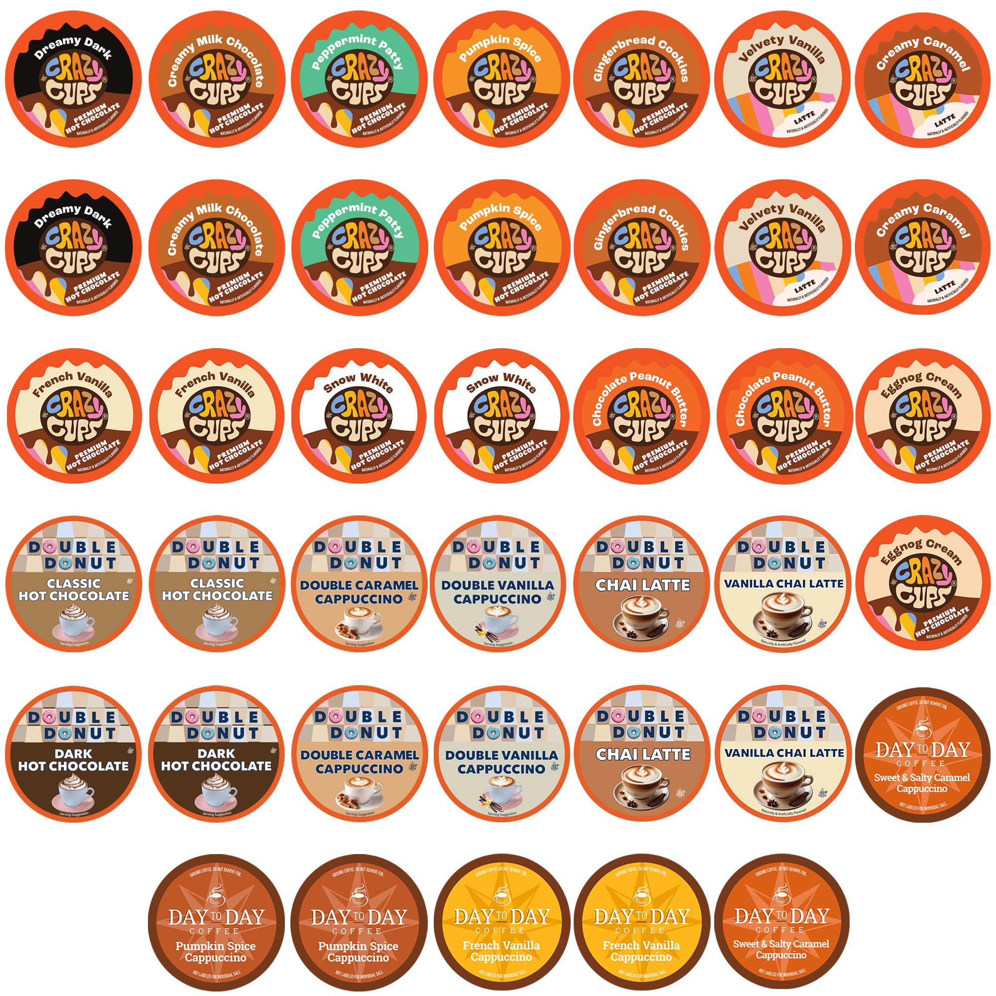 Perfect Samplers Cappuccino & Hot Chocolate Variety Pack, Including Flavored Hot Chocolate & Cappuccino Coffee for Keurig KCups Machines, Hot Cocoa Coffee Pods Variety, Coffee Gift Set, Gift Set, 40 Count Hot Chocolate and Cappuccino 40 Count (Pack of 1)