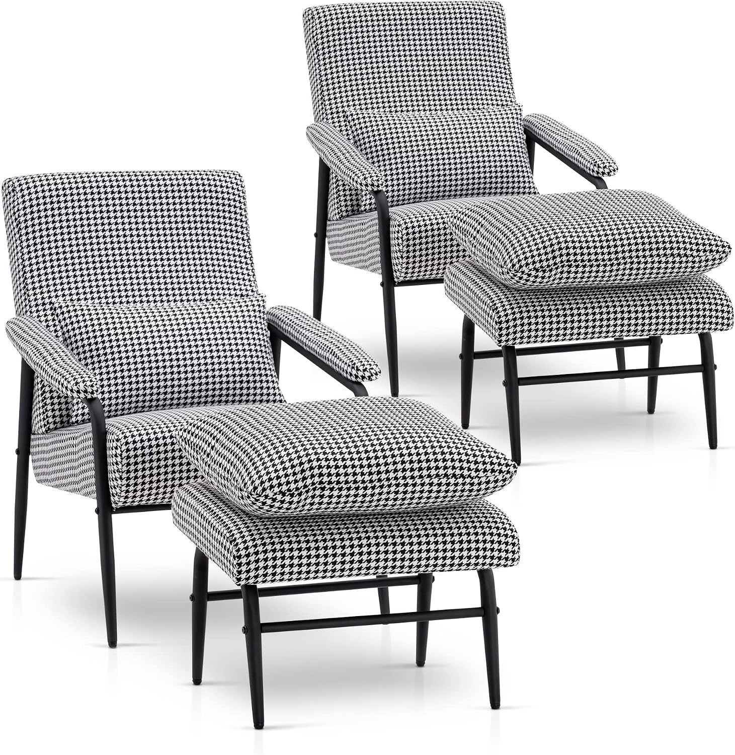 MCombo Modern Accent Chair with Ottoman, Soft Fabric Club Armchair, Upholstered Leisure Chair for Small Space, Living Room & Bedroom 4123 (2)