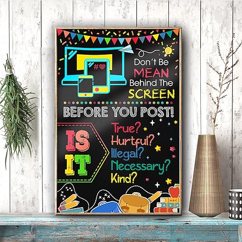 Miniatura 3 de Minitowz Póster anticibernético para decoración de aula, póster de oficina de consejero, letrero de clase de computadoras, decoración educativa para