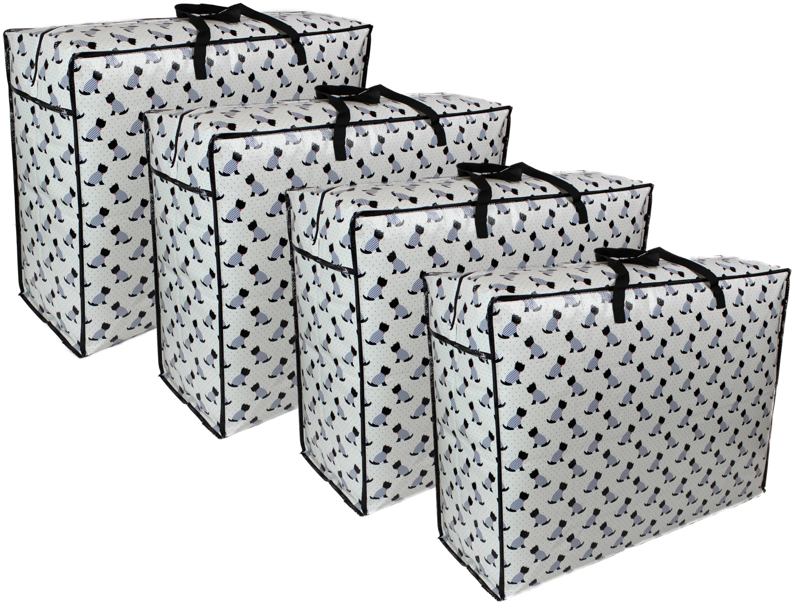 Storage Bags Water & Dust Resistant. Double zipped storage bags for toys, laundry, bedding. Underbed Wardrobe Space Saver Scotty Scottie dogs print (115 ltr 4x Pa)