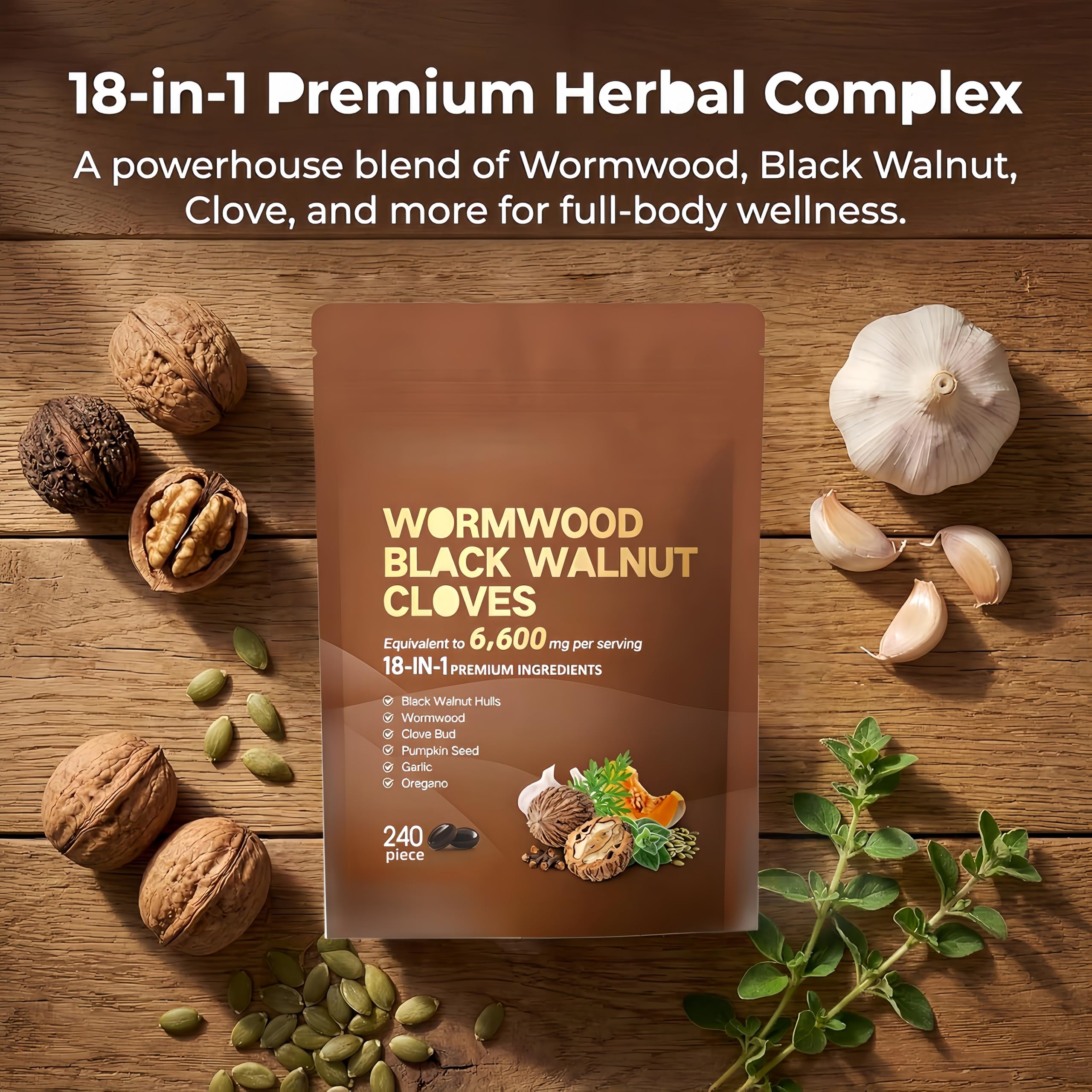 El ajenjo, las nueces negras y el clavo apoyan la limpieza intestinal y la salud digestiva, adecuados tanto para hombres como para mujeres.