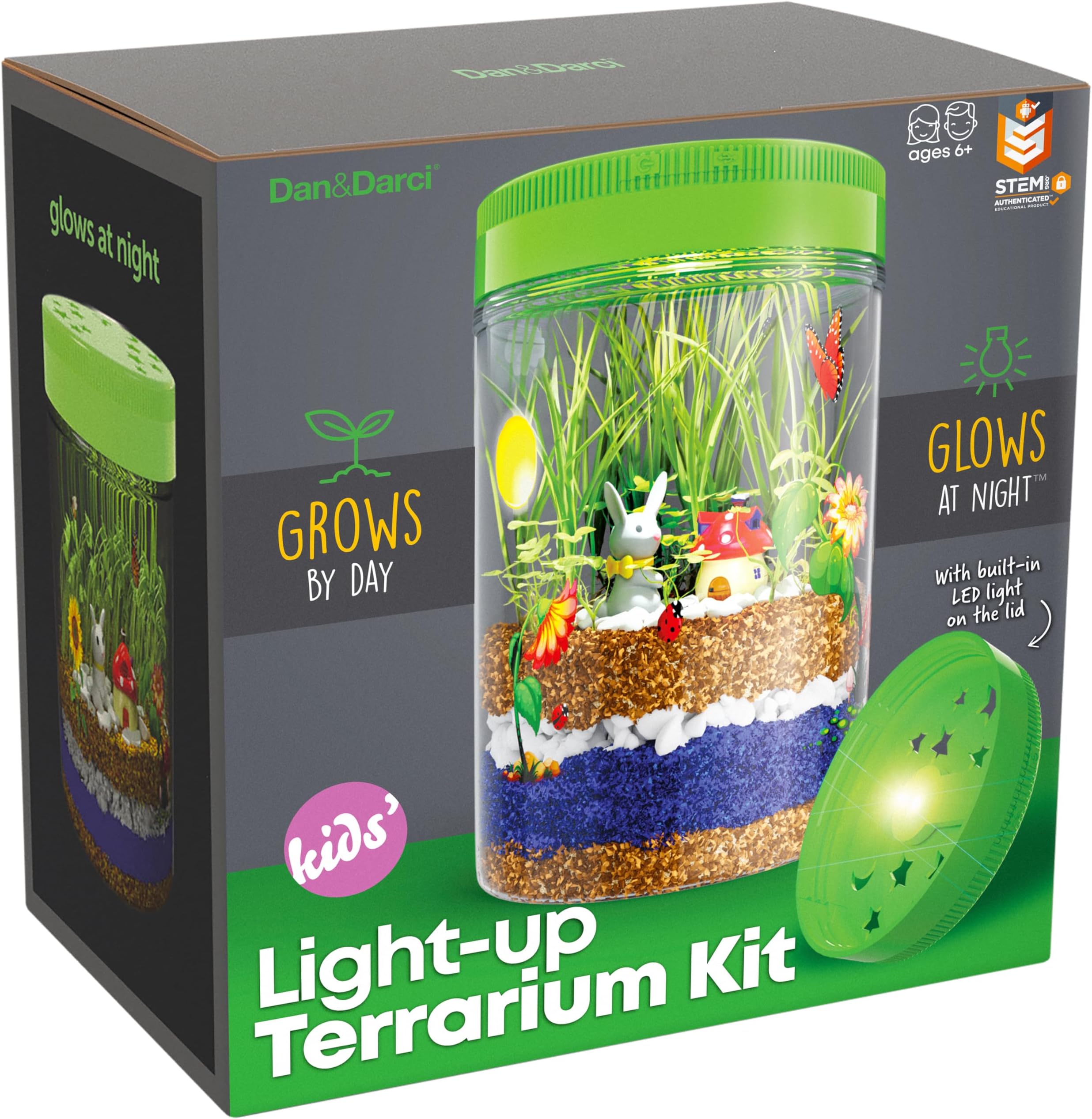 Dan&Darci Light-Up Terrarium Kit for Kids - STEM Science Kit - Educational DIY Toy for Boys & Girls - Birthday Gift - Craft Project Idea for Ages 6 7 8 9 10 11 12 Year Old - Craft for Boys