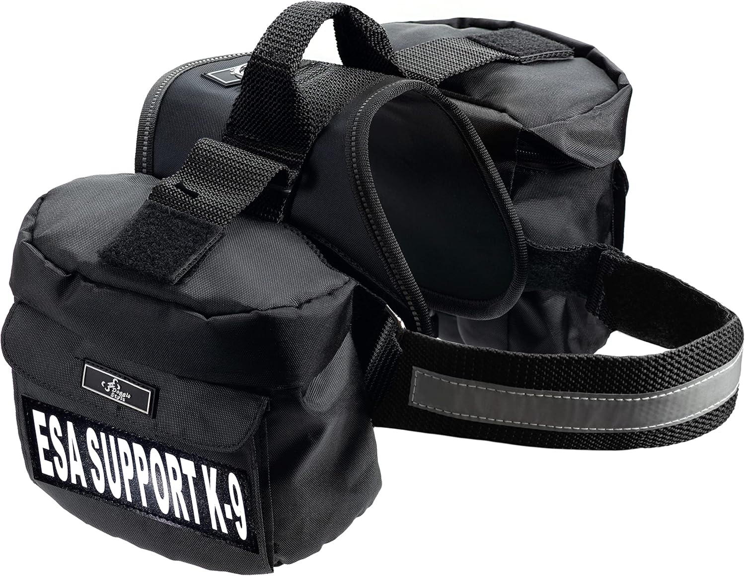 ESA Emotional Support Dog Harness with Removable Saddle Bag Backpack Carrier Traveling Carrying Bag. 2 ESA Support K-9 Removable Patches. Please Measure Dog Before Ordering. Made by Doggie Stylz