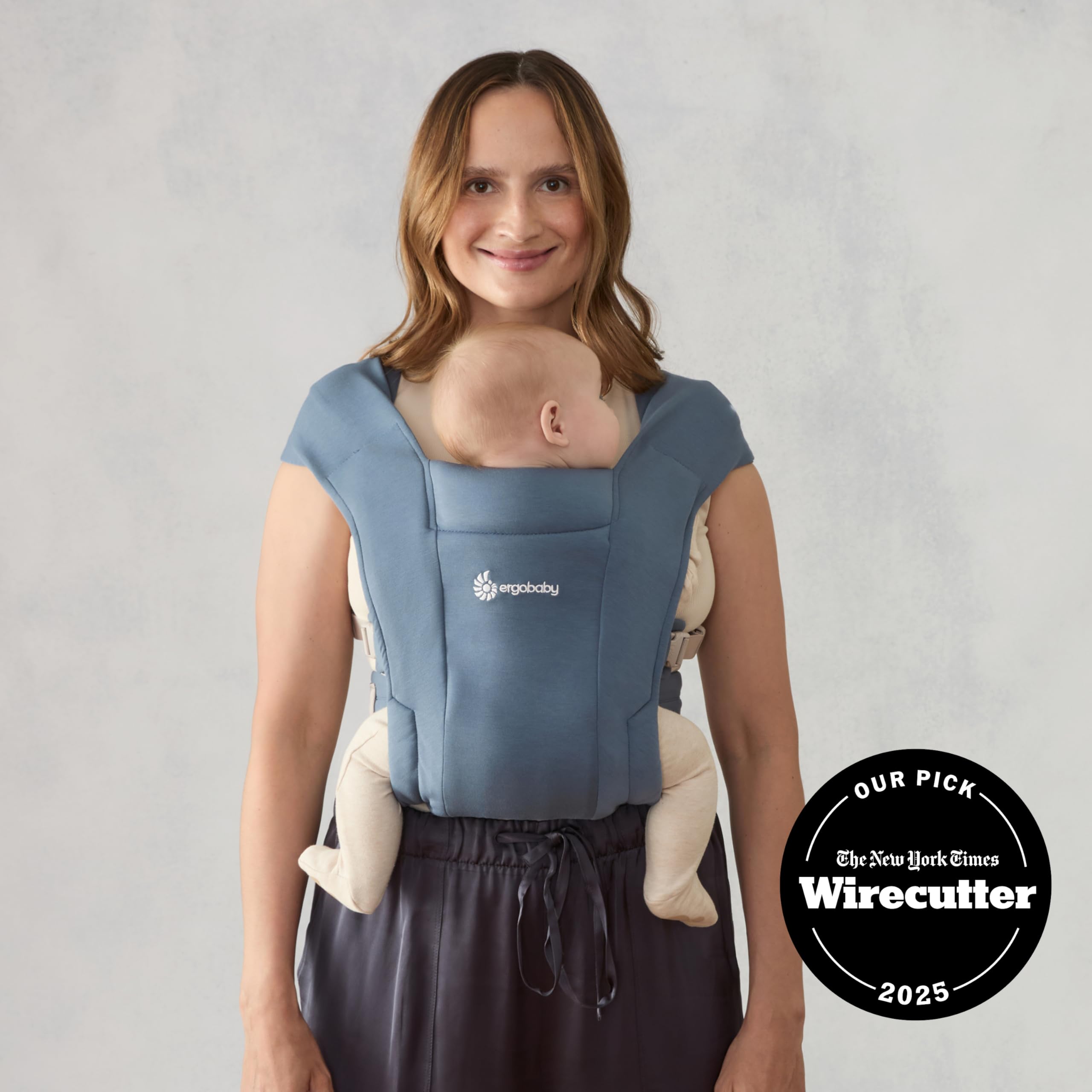 Ergobaby Embrace Babytrage für Neugeborene ab Geburt Extra Weich, Bauchtrage Baby-Tragetasche Ergonomisch, Oxford-Blau, 1 Stück (1er Pack)