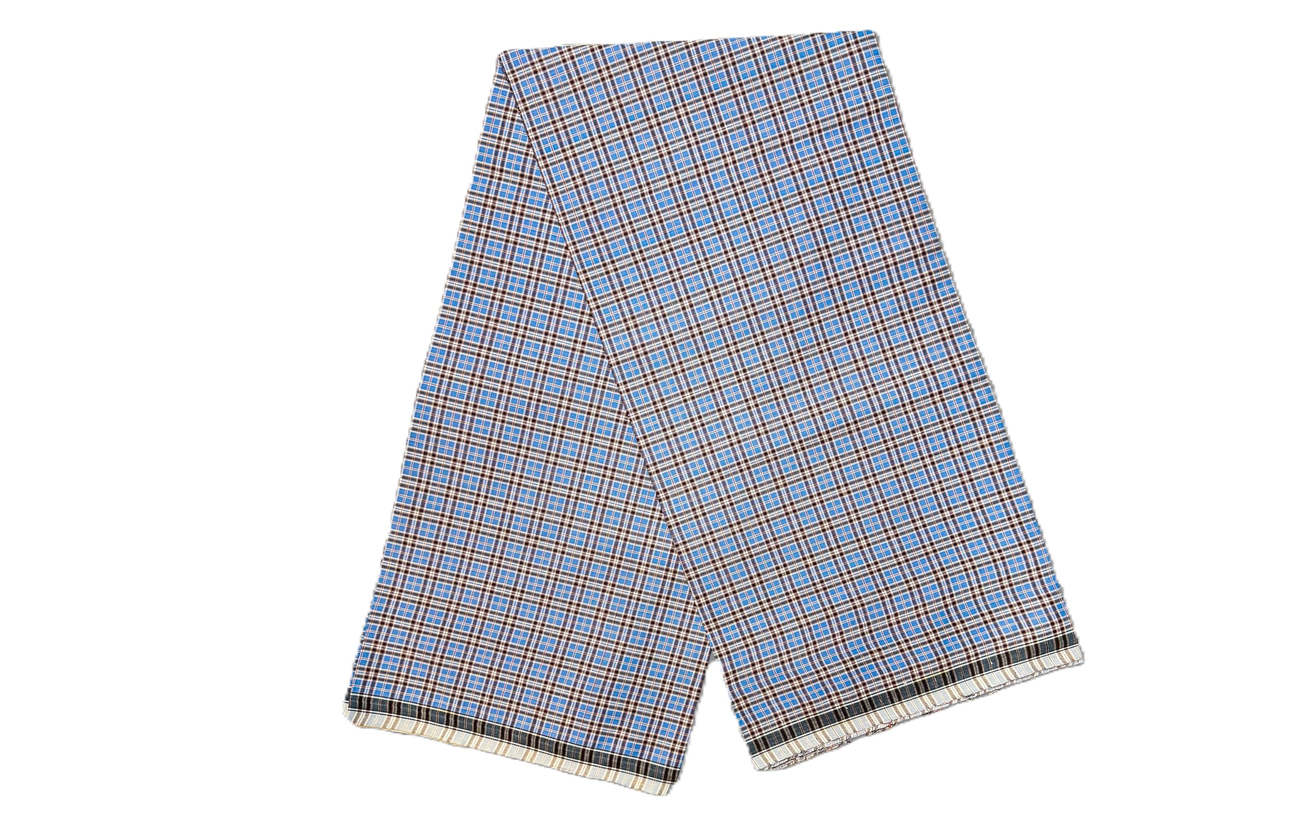 shyam handloom Cotton Unstitched Checkered Lungi for Men's (2.25 Meter) Dark Blue/Brown-picture-53