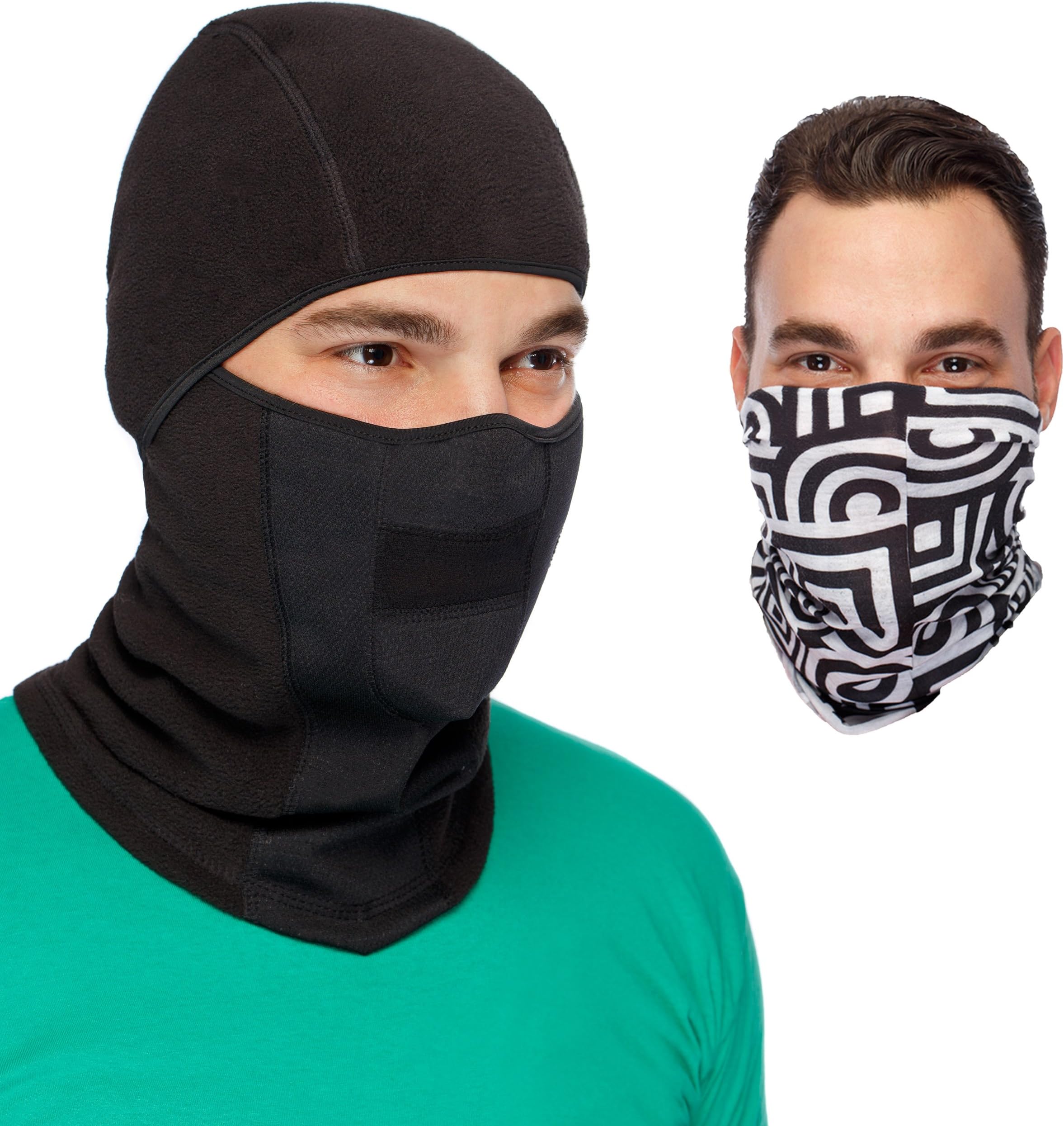 Cozia Design MaxPro Balaclava Ski Mask Versatile Headband - Perfect Ski Bundle, Black, Medium