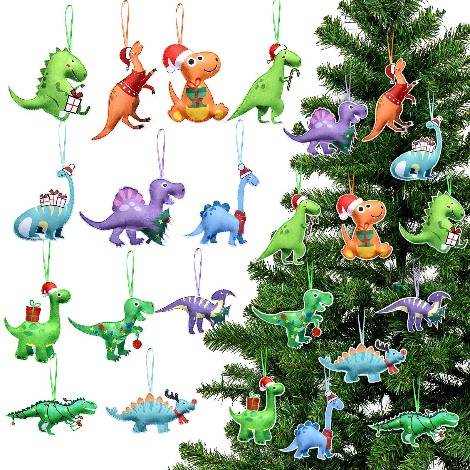 Dinosaures de Noël en feutre incassables pour protéger les enfants des débris de verre