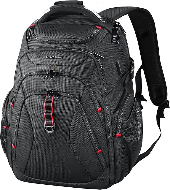 KROSER Travel Laptop Backpack 17.3 Inch XL Computer Backpack with Hard Shell Saferoom RFID Pockets Water-Repellent Business College Daypack Stylish School Laptop Bag