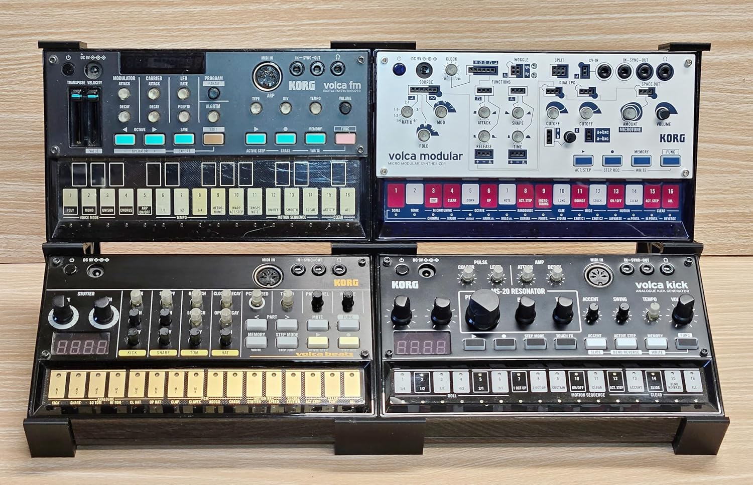 2 Tier Black Desktop Stand Holds 4 Korg Volca Beats Bass FM Keys Nubass Loop Sample Synthesizer Mixer Drum Rhythm Machine Sampler