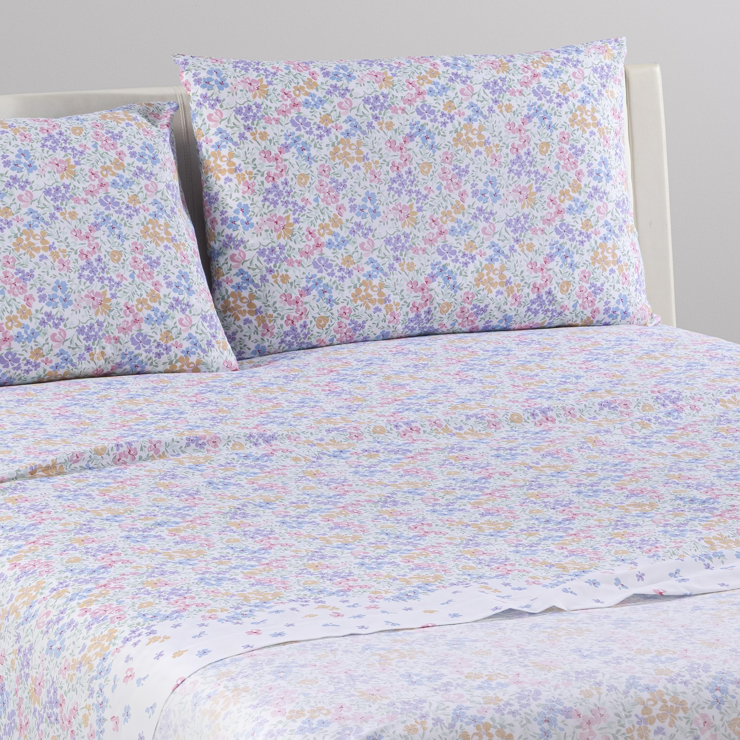 Caleffi Completo Letto Matrimoniale 100% Cotone Morbido - Lenzuolo Sotto con Angoli 180x200x25 cm, Lenzuolo Sopra 240x280 cm, 2 Federe 50x80 cm (Flower Rose)