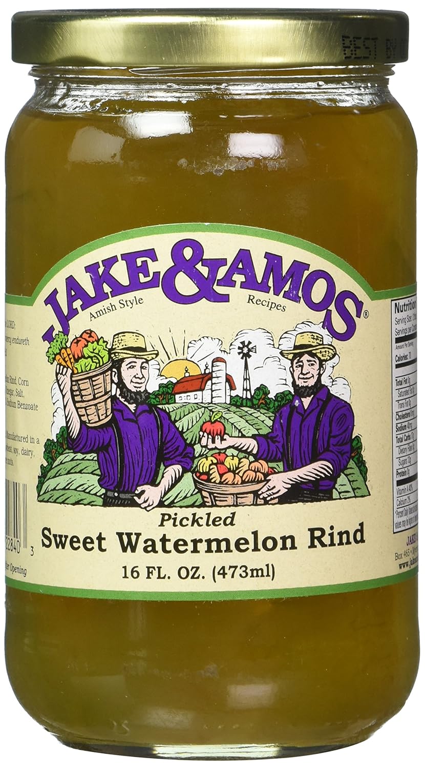 Jake and Amos Pickled Sweet Watermelon Rind Jars, 16 Ounce - 2 pack