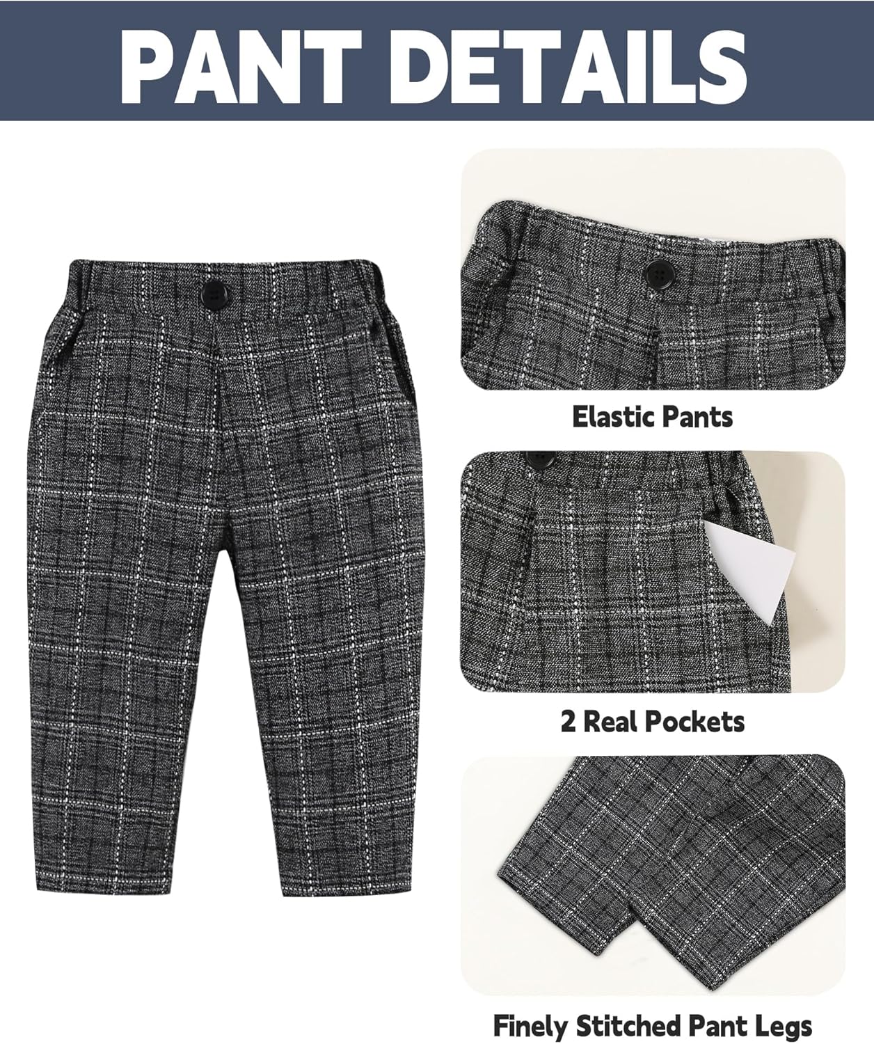 YUEMION Baby Boy Clothes Suit Infant Gentleman Wedding Outfit Formal Dress Shirt+Vest+Tie+Corsage+Pants 5Pcs Tuxedo Set 0-18M - Image 5