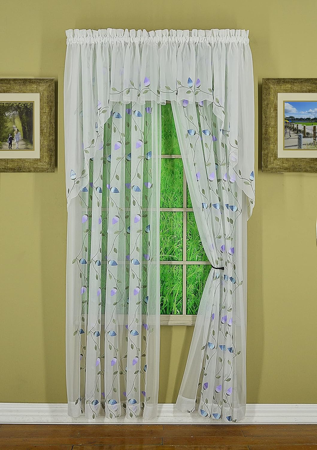 Today's Curtain Napa Embroidered Panel 63",White