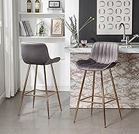 Vista 19 de Sidanli - Taburetes de bar de terciopelo con patas doradas, juego de 2 taburetes de altura de mostrador para isla de cocina, taburetes modernos
