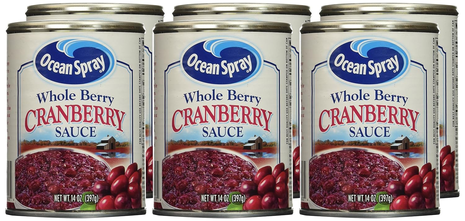 Ocean Spray Whole Berry Cranberry Sauce 14 Oz (Pack of 6)