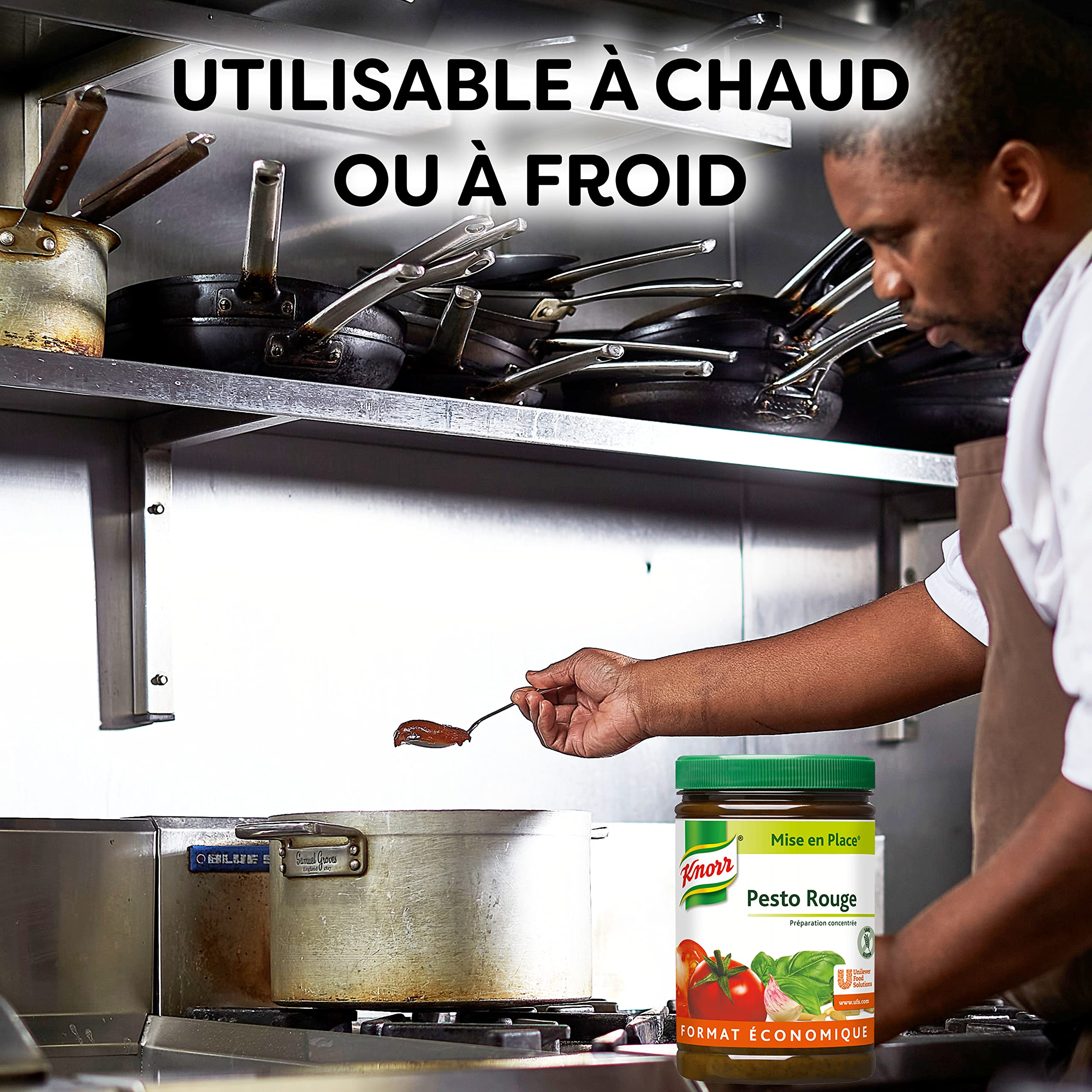 Knorr Mise en place pesto rouge traditionnel, marinades et assaisonnements, délicieux Chaud comme Froid, Vegan,Ail BIO, Huile d'olive extra vierge, pot 700g