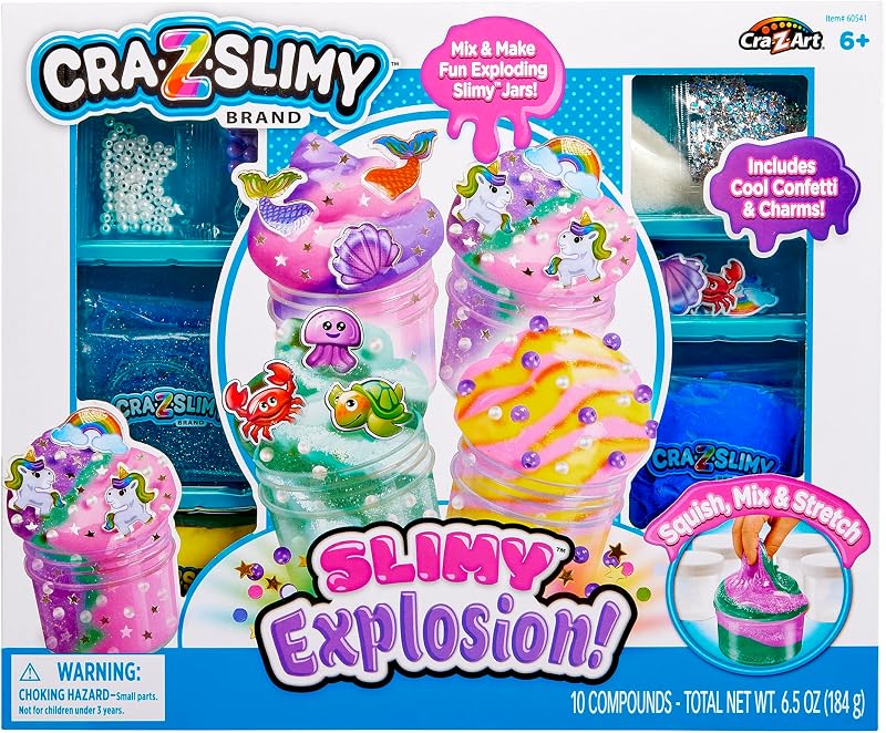 Kit de limo de explosión viscosa CRA-Z-Slimy | Butter & Glitter Slime, no tóxico, kit de bricolaje, 10 compuestos viscosos, mayores de 6 años, regalo de cumpleaños