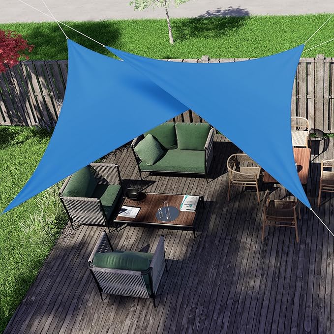 jarolift Toldo Vela Triángulo Rectángulo Impermeable Protección Solar y Privacidad para Balcón, Jardín, Terraza, 600 x 420 x 420 cm, Azul