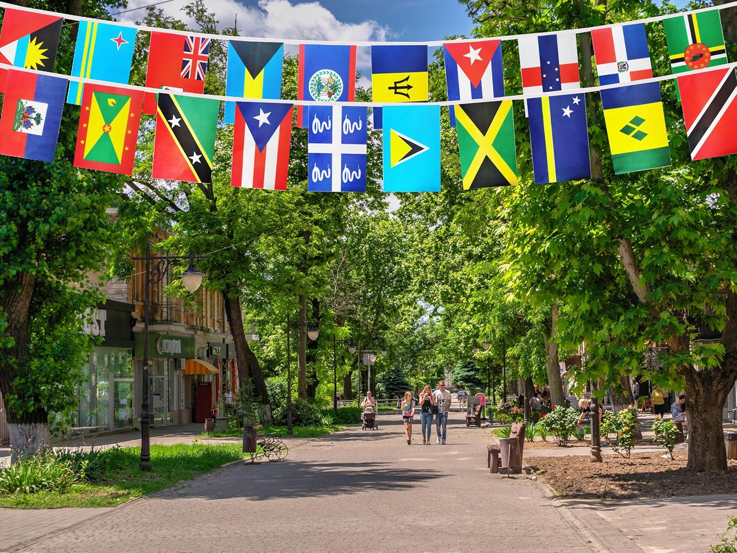 2 set 20 Caribbean Carib Countries String Flag, 30ft International Flags Bunting Banner,Caribbean Carib Countries Flag Banner Decoration for School, Sports Events, Grand Opening, Party