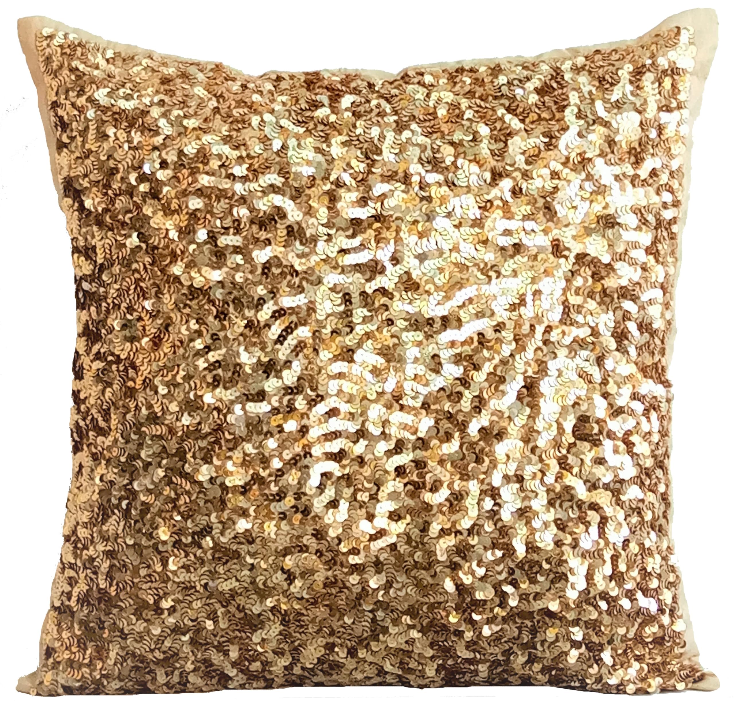 The HomeCentric Decorative Cushion Covers 50 x 50 cm Gold, Silk Throw Cushion Covers, Cushion Covers, Contemporary Cushion Covers - Golden Sparkle — image 1