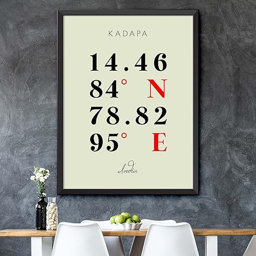 Miniatura 5 de Mapa de Kadapa, India, Coordenadas Multilínea de Colores (8x10)