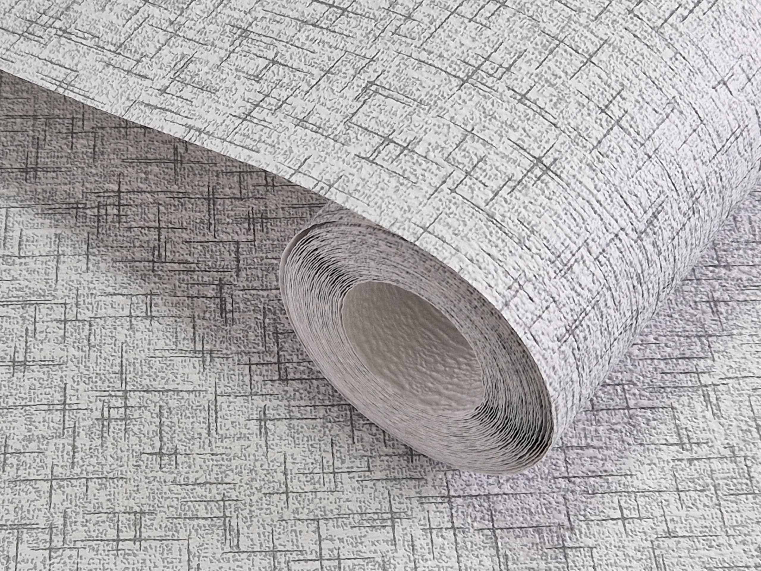 Burlap Textured Gray Wallpaper - Elegant Embossed Wall Covering, Double Roll 33ft x 21in, Made in Ukraine, Premium Quality Unpasted Wall Paper for