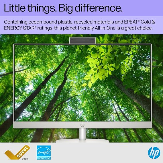 HP 27 inch All-in-One Desktop PC, FHD Display, AMD Ryzen 7 7730U, 32 GB RAM, 1 TB SSD, AMD Radeon Graphics, Windows 11 Home, 27-cr0012 (2024)