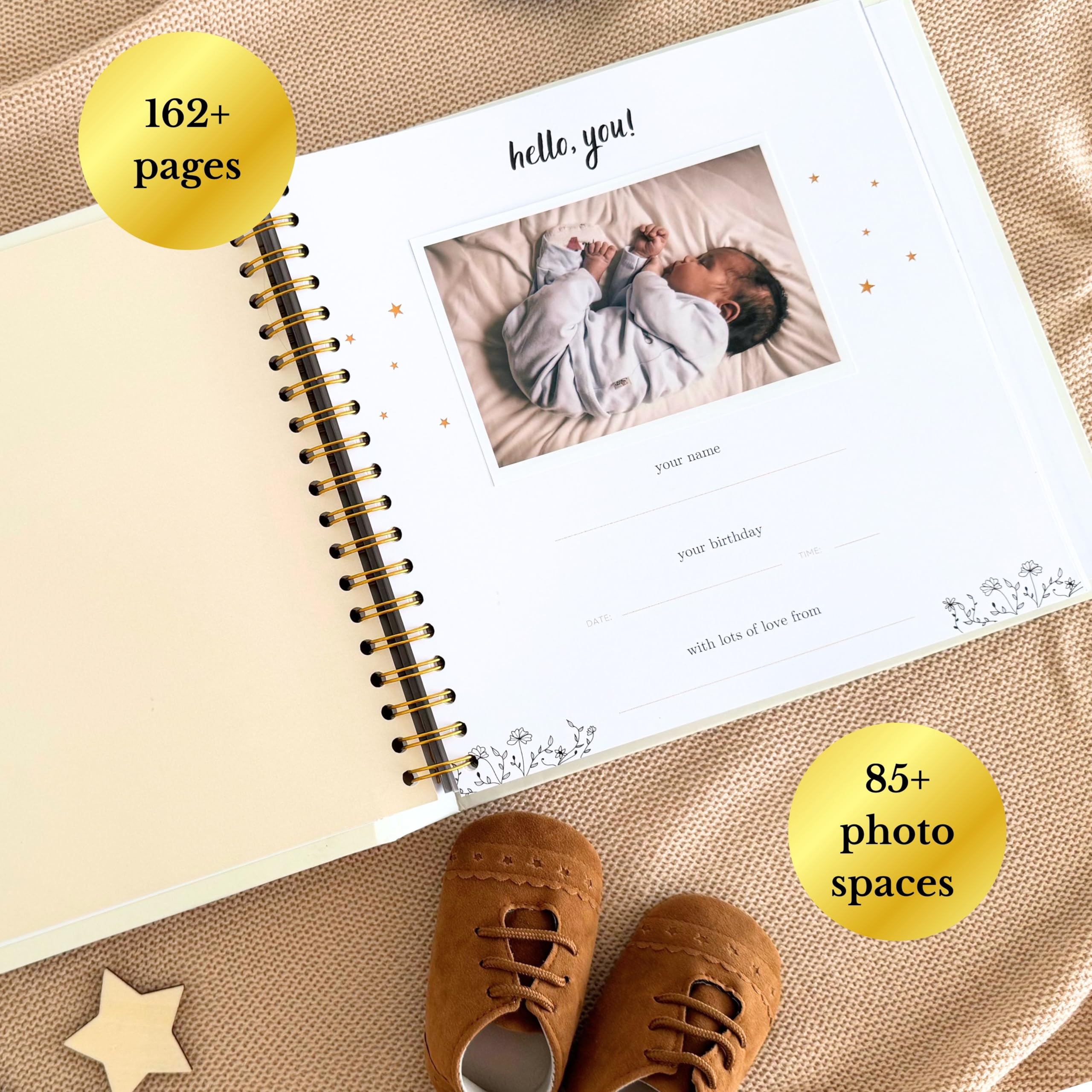 Inspirational Baby Journal & Memory Book Keepsake, Cream & Gold Luxury Design, 172 Pages for 4x6 & 5x7 Photos - Image 3