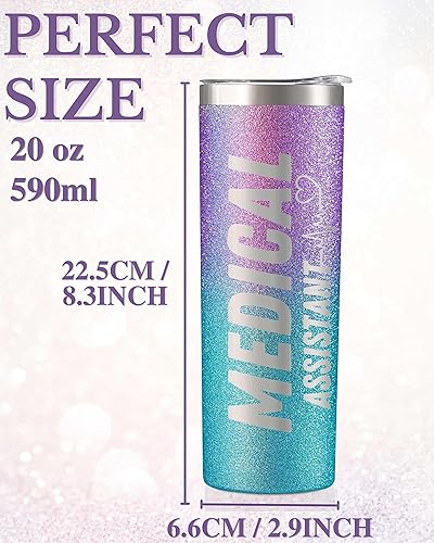 Miniatura 4 de Onebttl Regalos de asistente médico para Wowen, regalos para MA en cumpleaños y Navidad, vaso aislado de acero inoxidable de 20 onzas, purpurina
