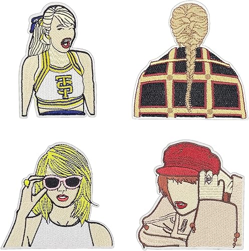4 parches bordados para planchar de Taylor Singer, divertido parche bordado para coser en apliques, reparación de bricolaje, accesorios de moda para disponible en Yaxa Colombia