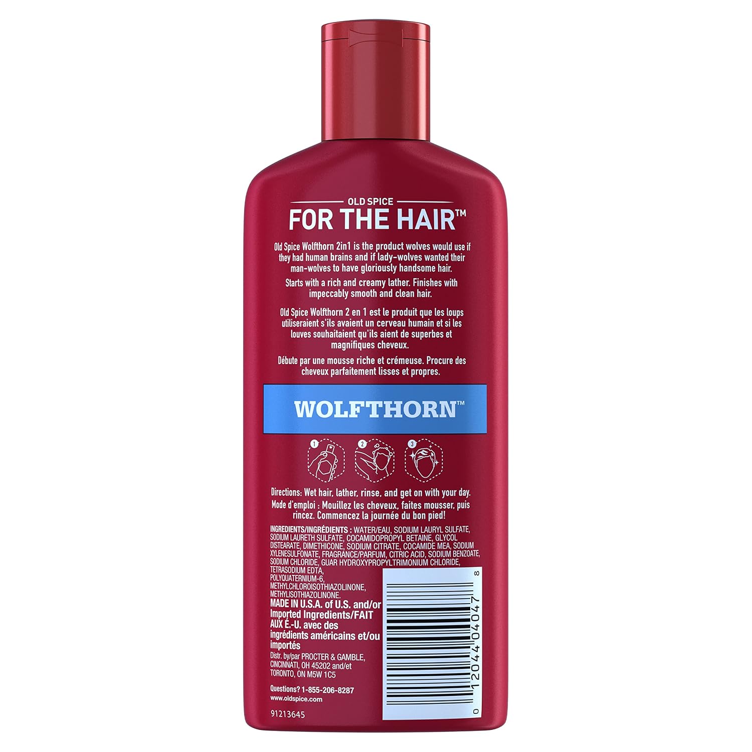 Old Spice Wolfthorn 2-in-1 Shampoo and Conditioner 12 Fl Oz (Pack of 6)