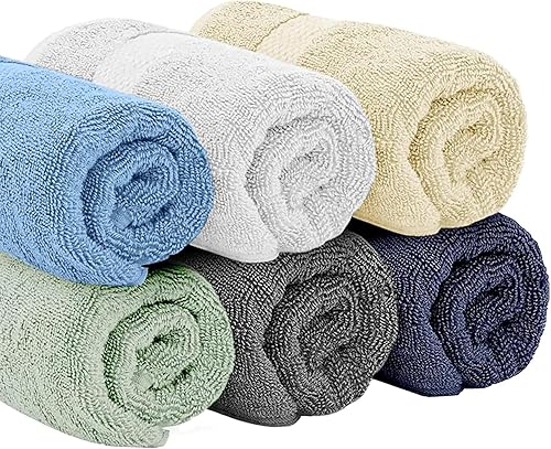Miniatura 33 de Juego de toallas de mano White Classic de lujo, set de toallas para el baño, hotel, spa, cocina, de algodón egipcio circular, 40cm x 76cm, set de 6