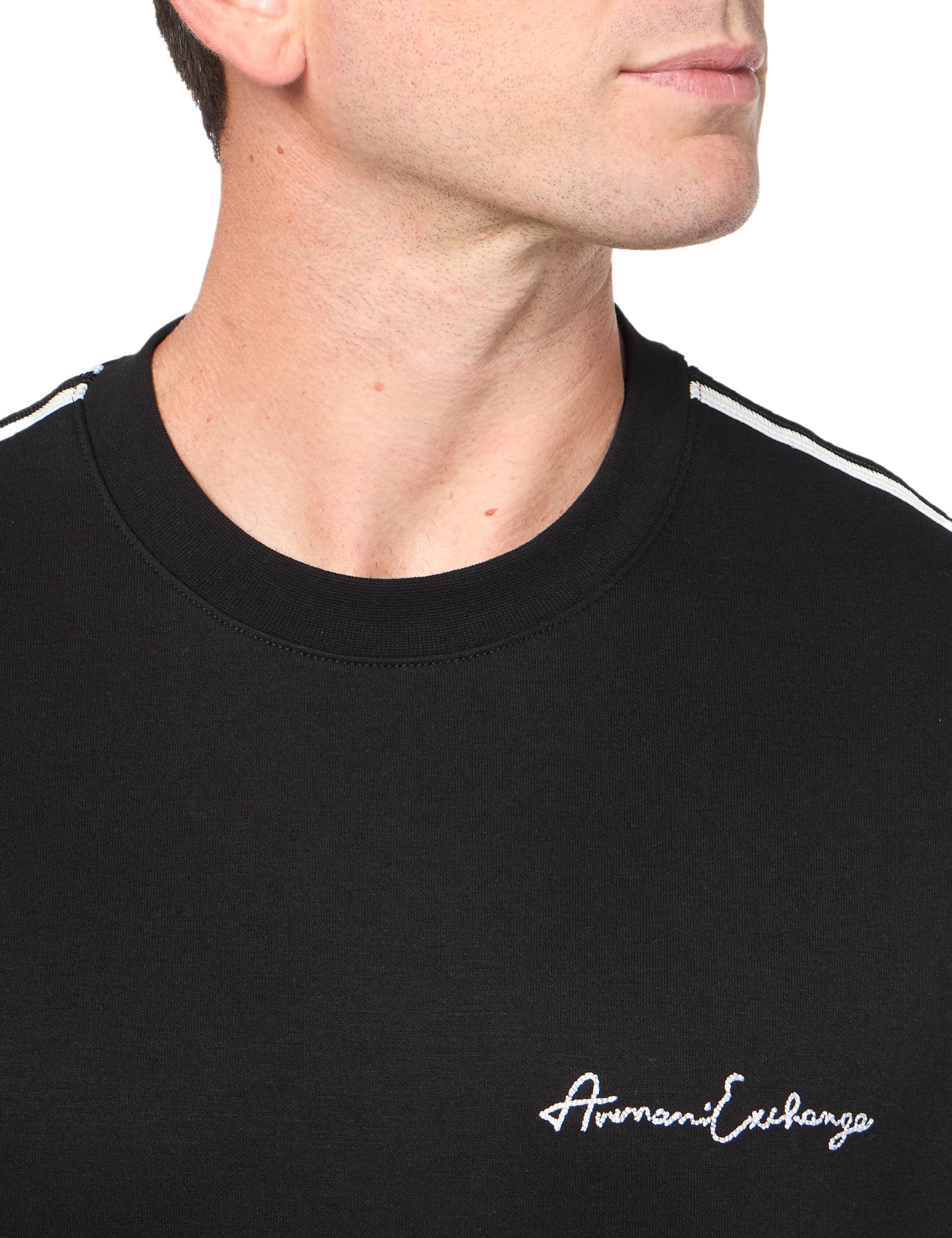 Armani Exchange Signature Logo Stretch Poly Viscose Crewneck Felpa Maglia di Tuta Uomo (Pacco da 1)