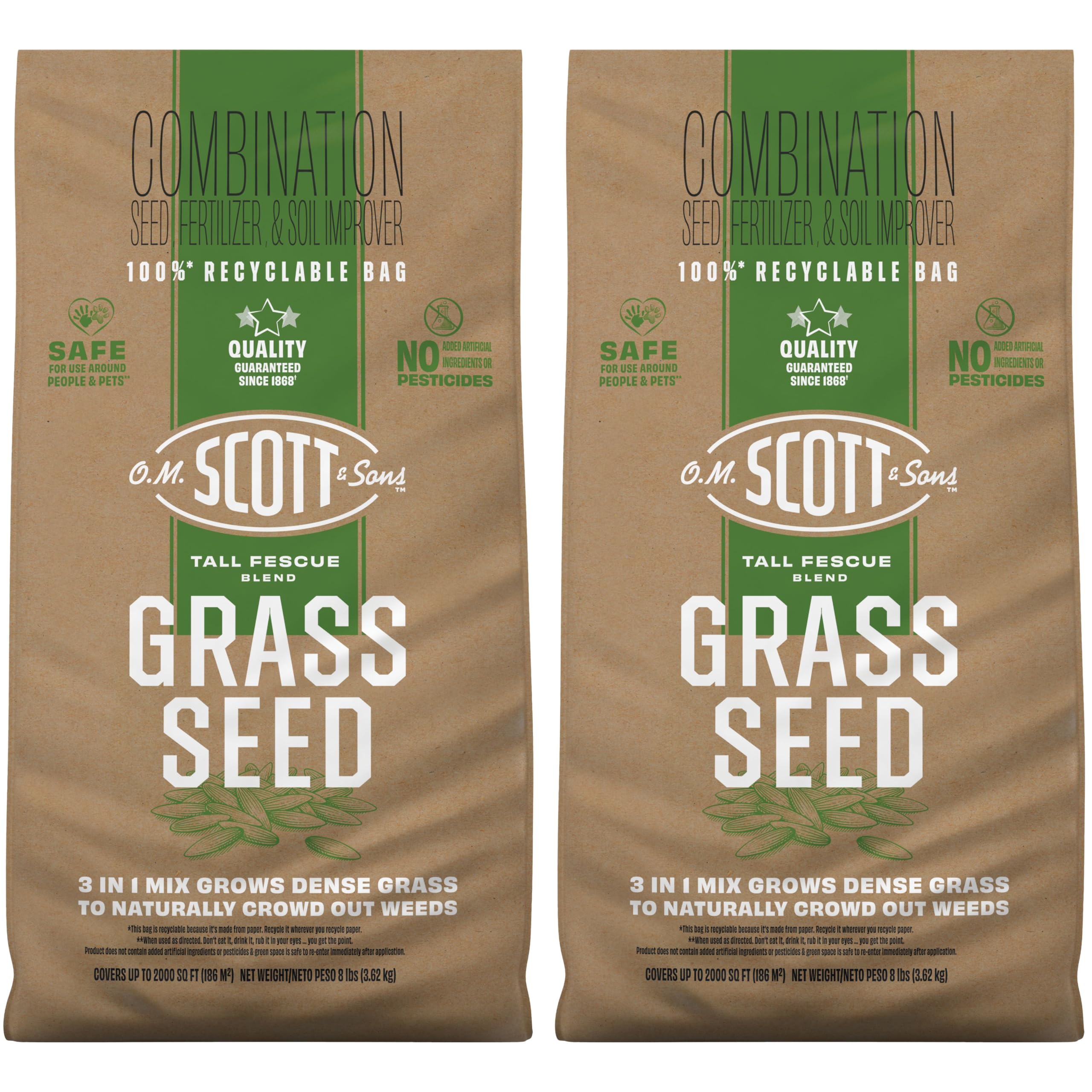 O.M. Scott &amp; Sons Tall Fescue Blend Grass Seed, 8 lbs. (2-Pack)