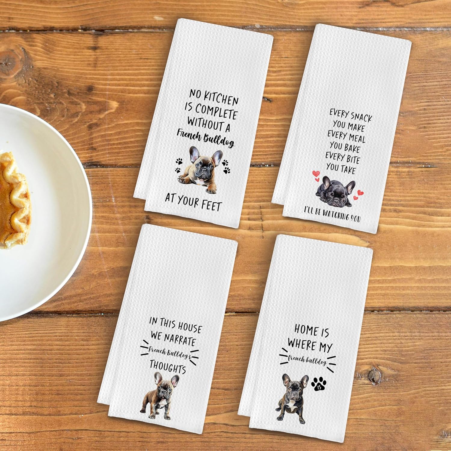 French Bulldog Kitchen Towels Set - 4 Dish & Hand Towels, 16x24 Inches - Perfect French Bulldog Gifts for Women & Decor - Image 3