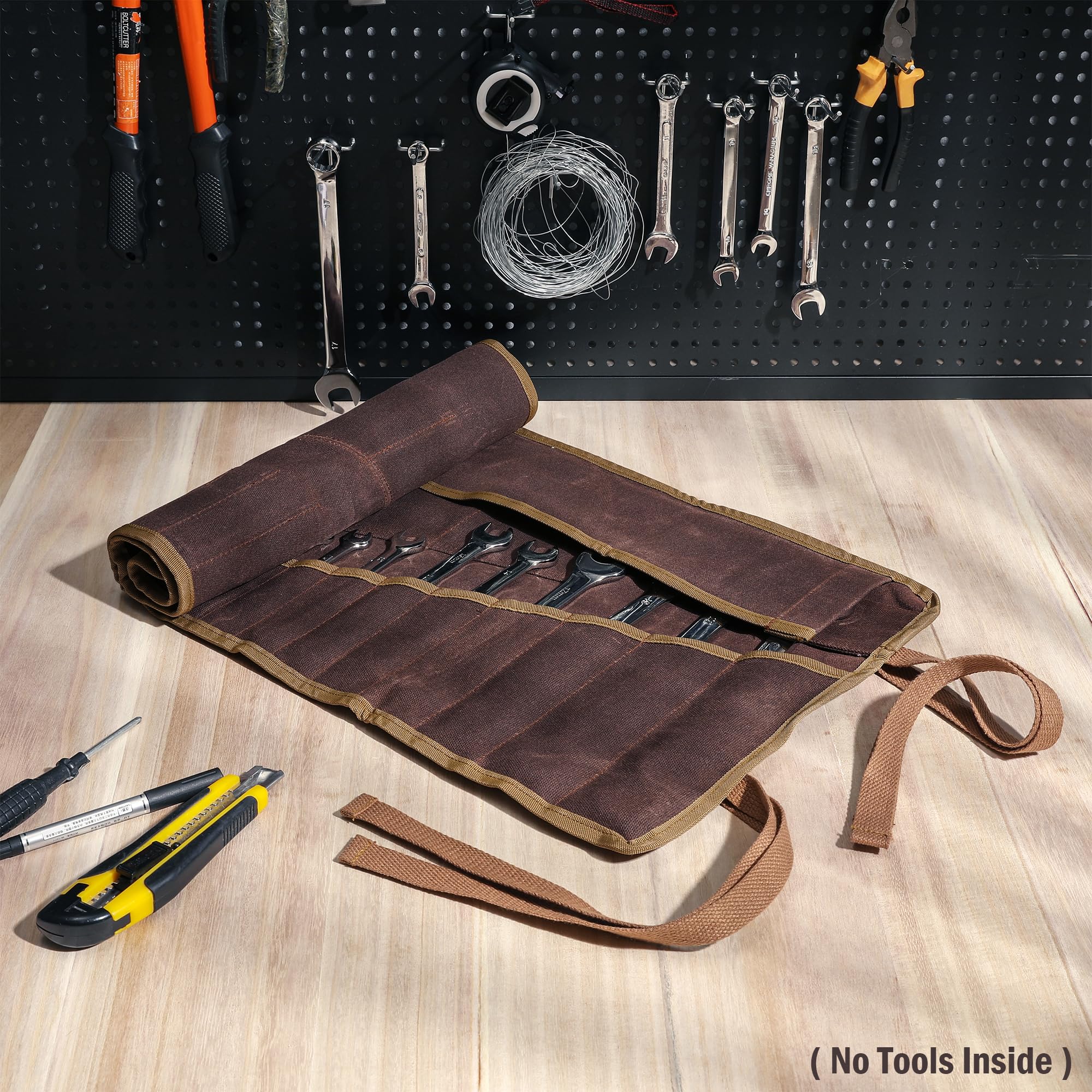Wrench Roll Up Pouch 20-pocket Wrench Roll, 16OZ Waxed Canvas Tool