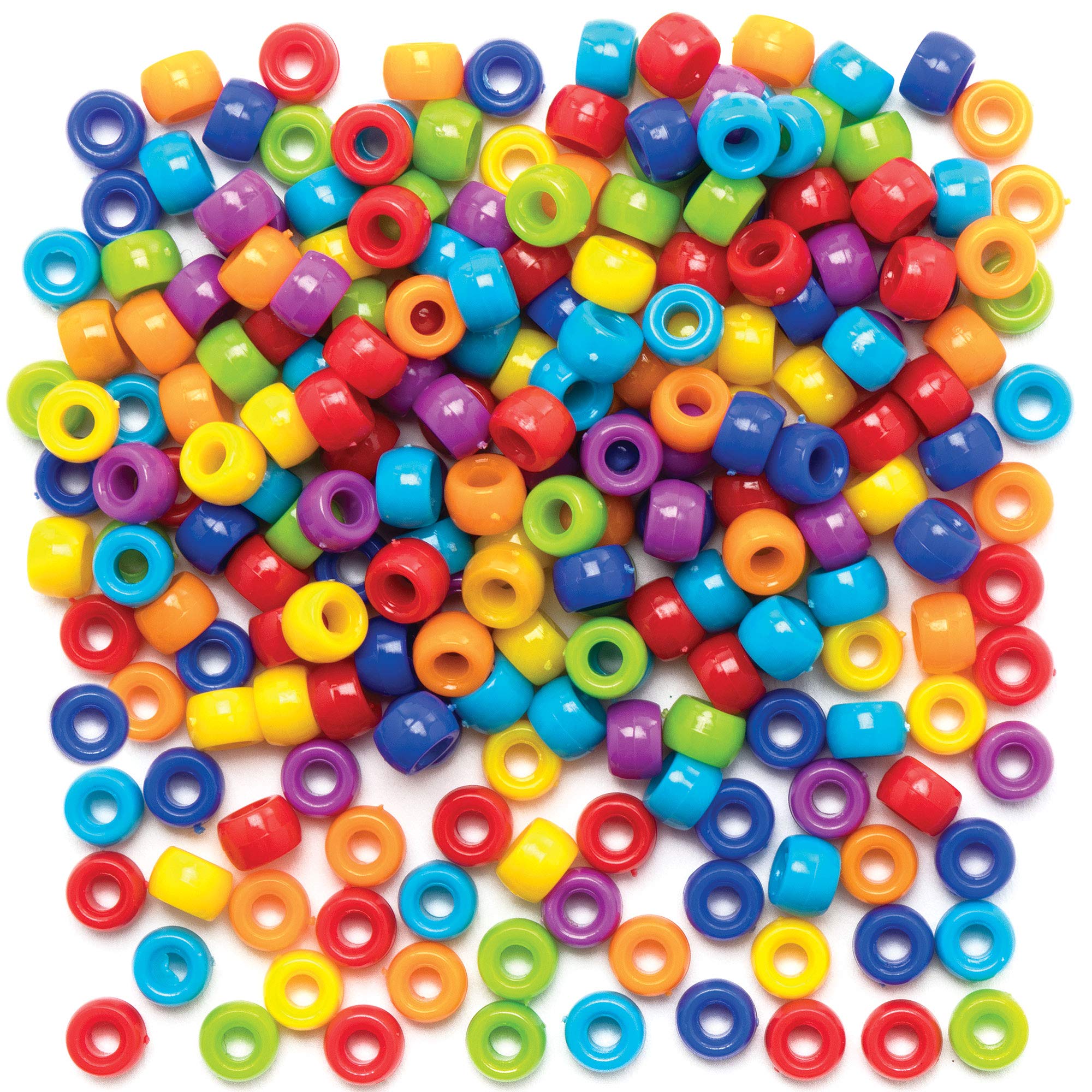 Baker Ross AT703 Pony Bead Craft Pack, Arts and Crafts and Jewellery Making (Pack of 800 Pieces), Blue,Green,Orange,Red,Violet