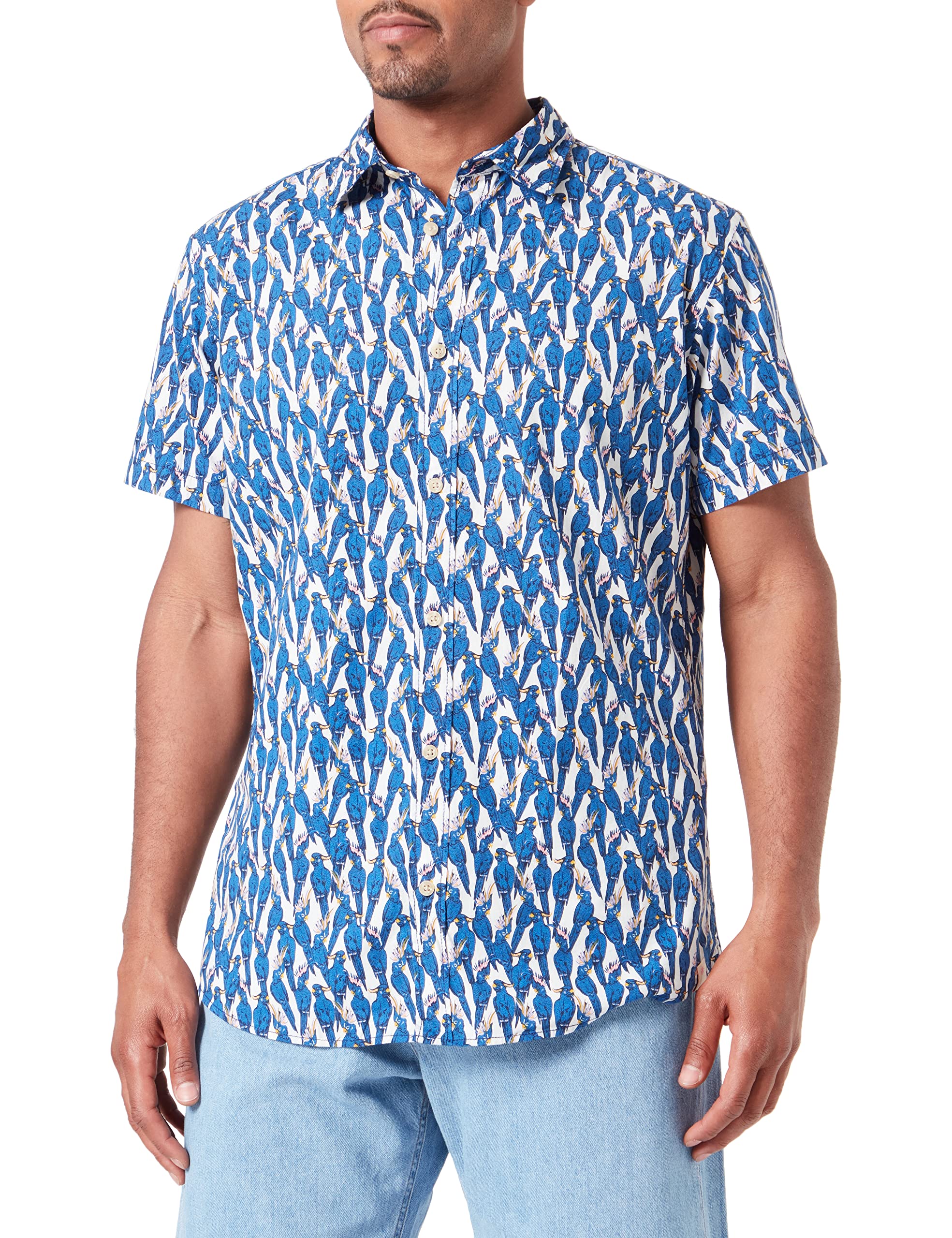 Jack & Jones Jorjames Palma Conv Camiseta SS Camisa de Manga Corta, Cloud Dancer, L para Hombre