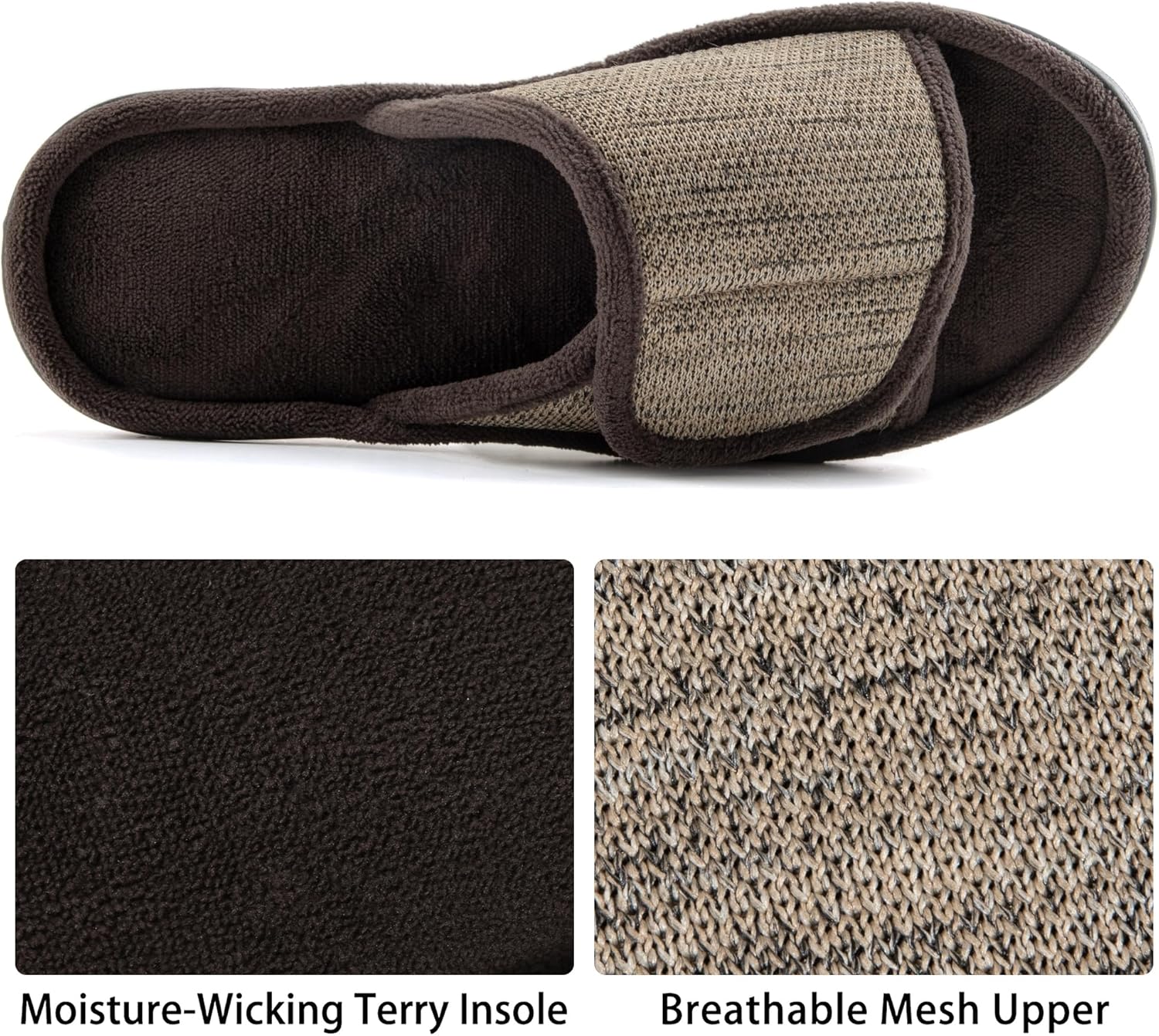 RockDove Men's Adjustable Wrap Memory Foam Slide Slipper - Image 4