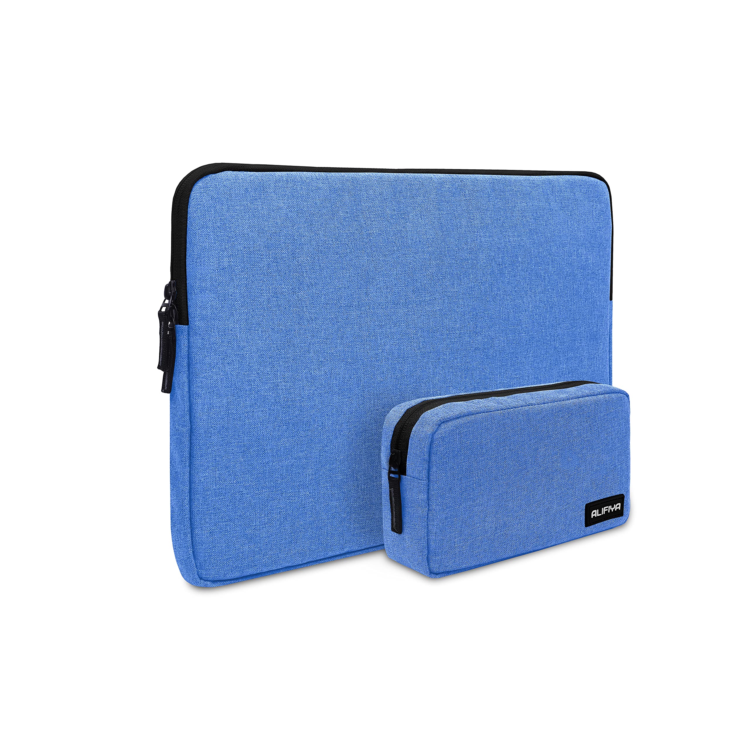 Alifiya Polyester Laptop Sleeve Bag 13.3 Inch with Charger Pouch for MacBook / Surface Pro / Dell / Asus / Lenovo / HP (Blue_L26)