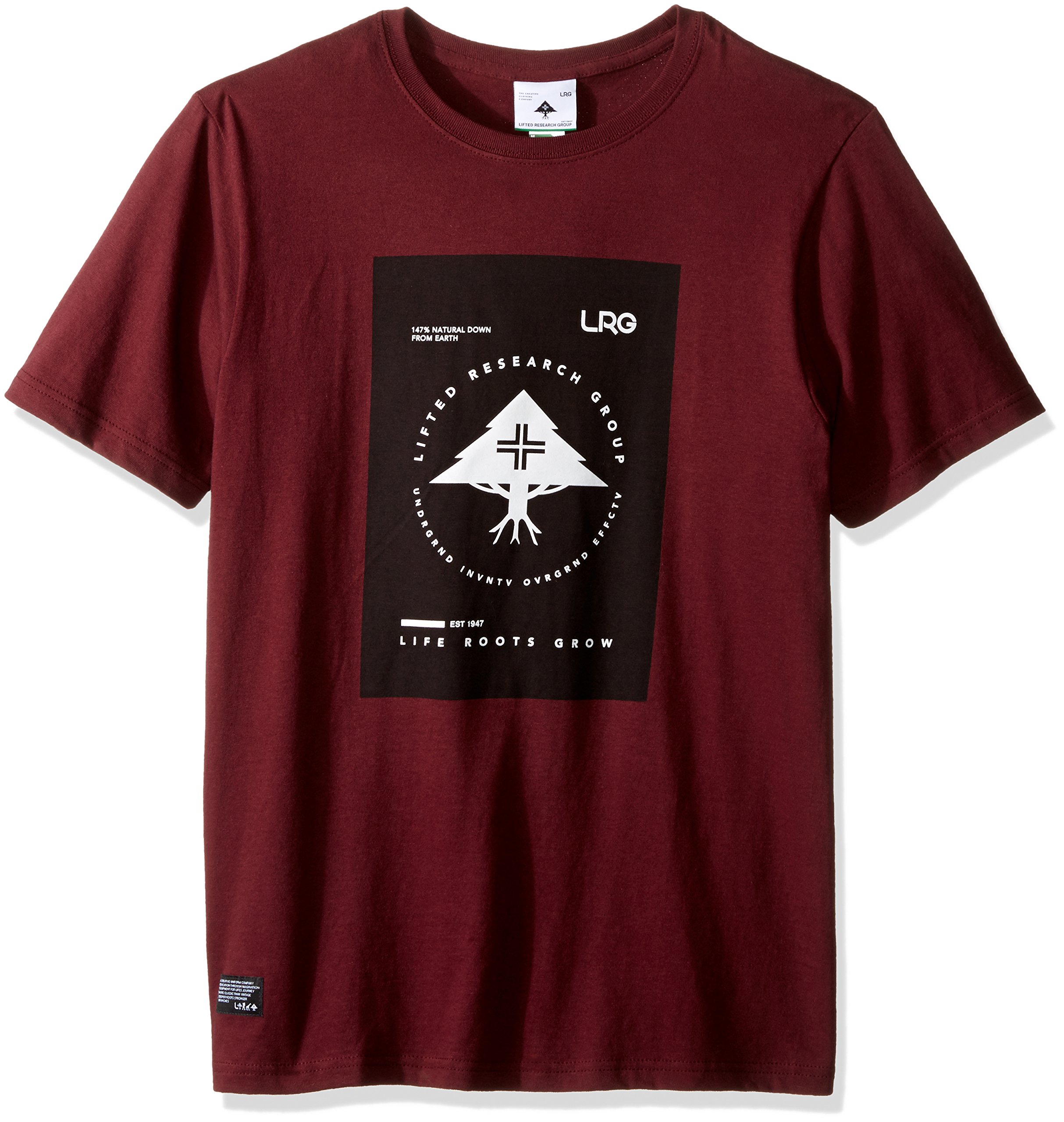 Lrg Men's Deep Maroon Research Collection Life Roots Tee, Large