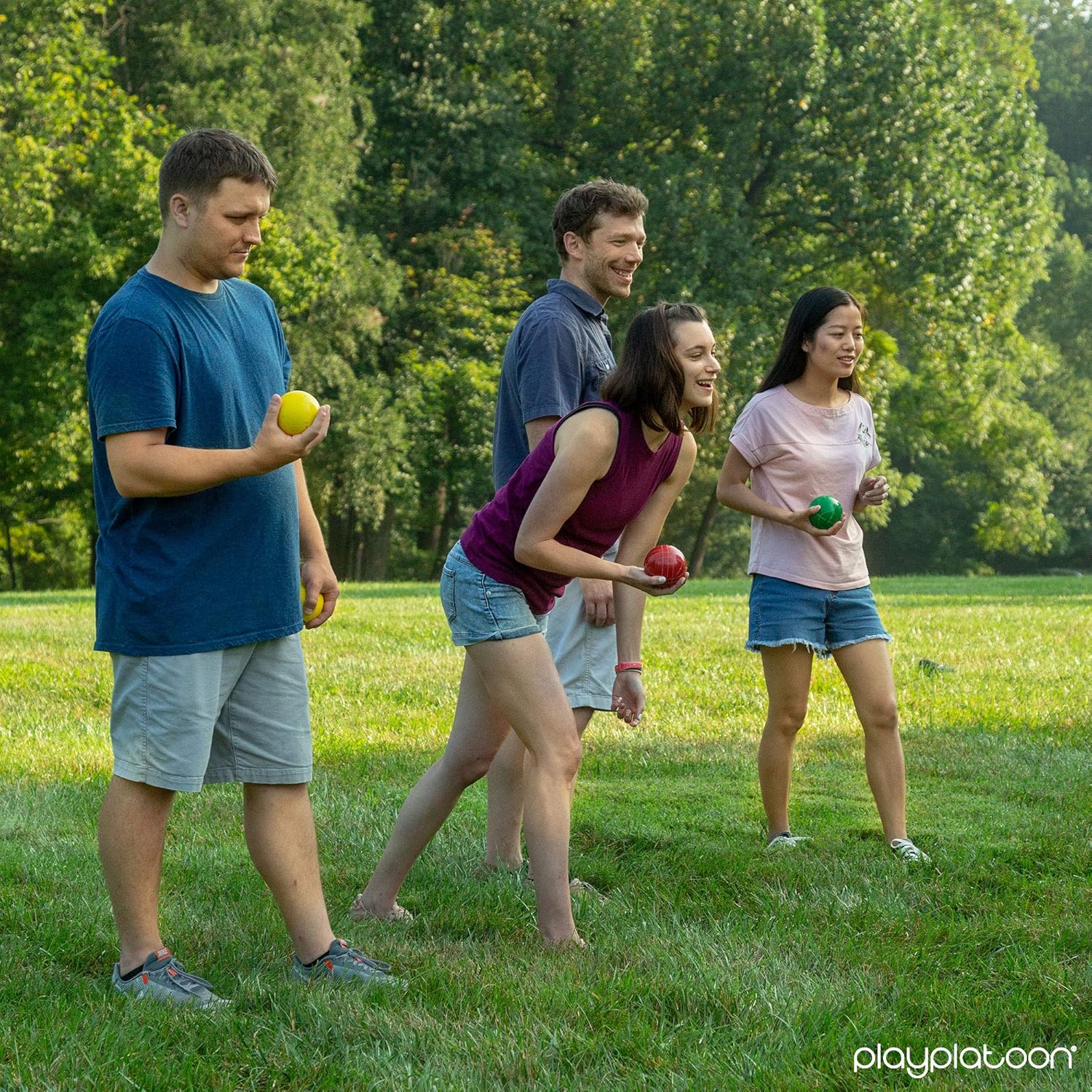 Play Platoon 90 mm Bocce Ball Set with 8 Premium Balls, Pallino, Carry Bag & Measuring Rope : Sports & Outdoors