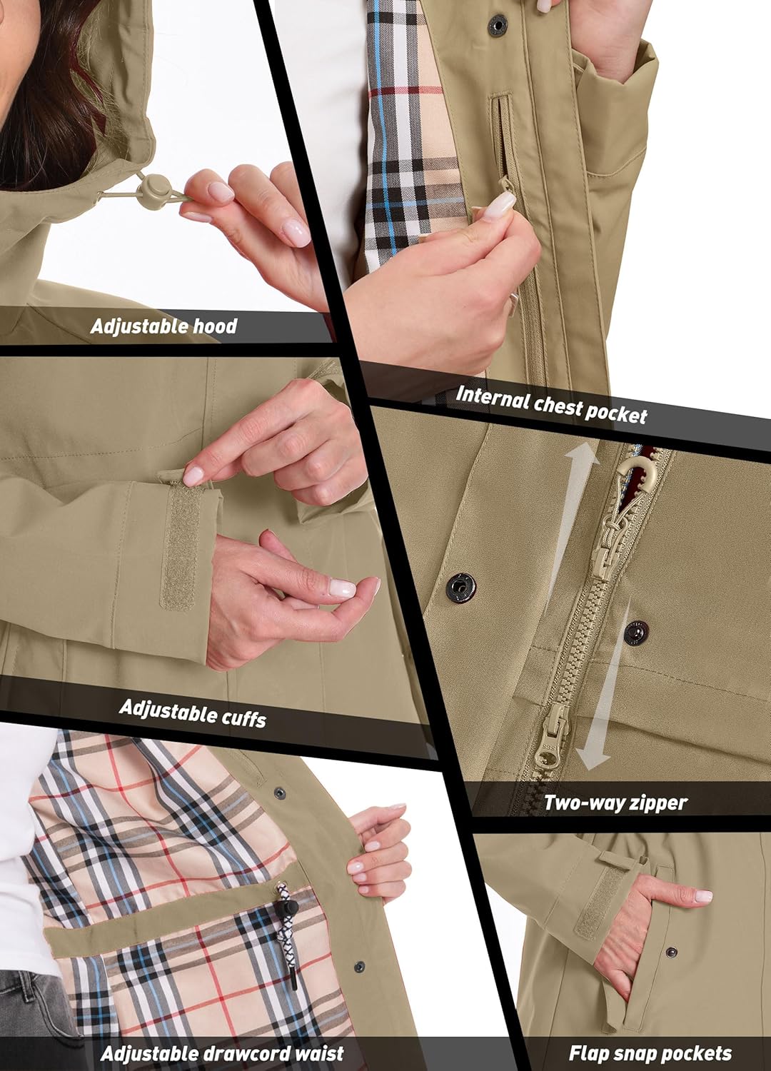 Women Rain Jacket Waterproof Raincoat with Hood Breathable Long Windbreaker Trench Coat S-3XL - Image 5