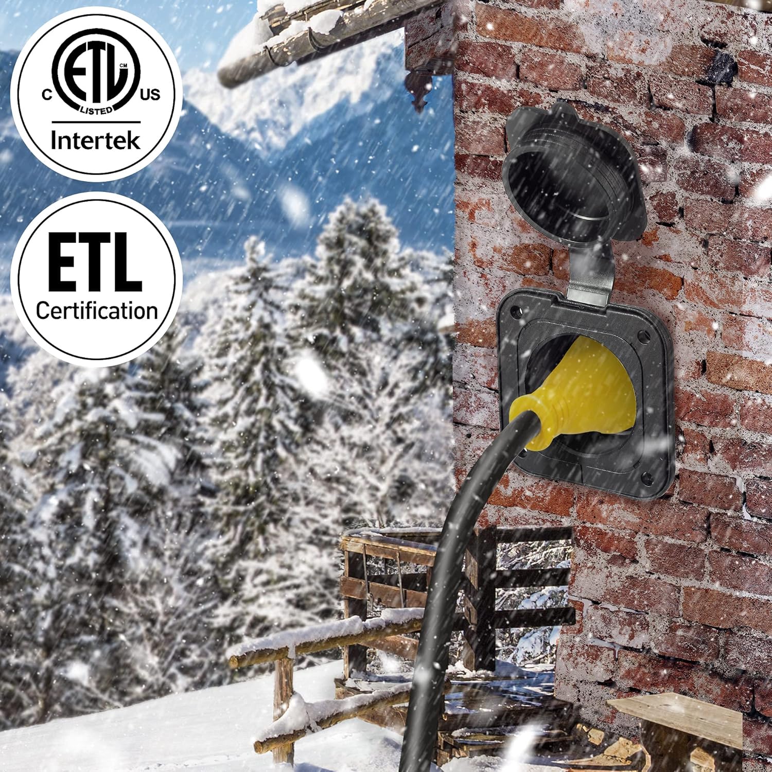 15 Amp AC Port Plug, ETL Listed Power Inlet Socket 125 Volt with 2 Inch Hole Saw Bi-Metal Hole Saw Twist Drill Bit, L Hex Wrench Waterproof Electrical Outlet Receptacle Box for Outdoor RV Travel : Automotive