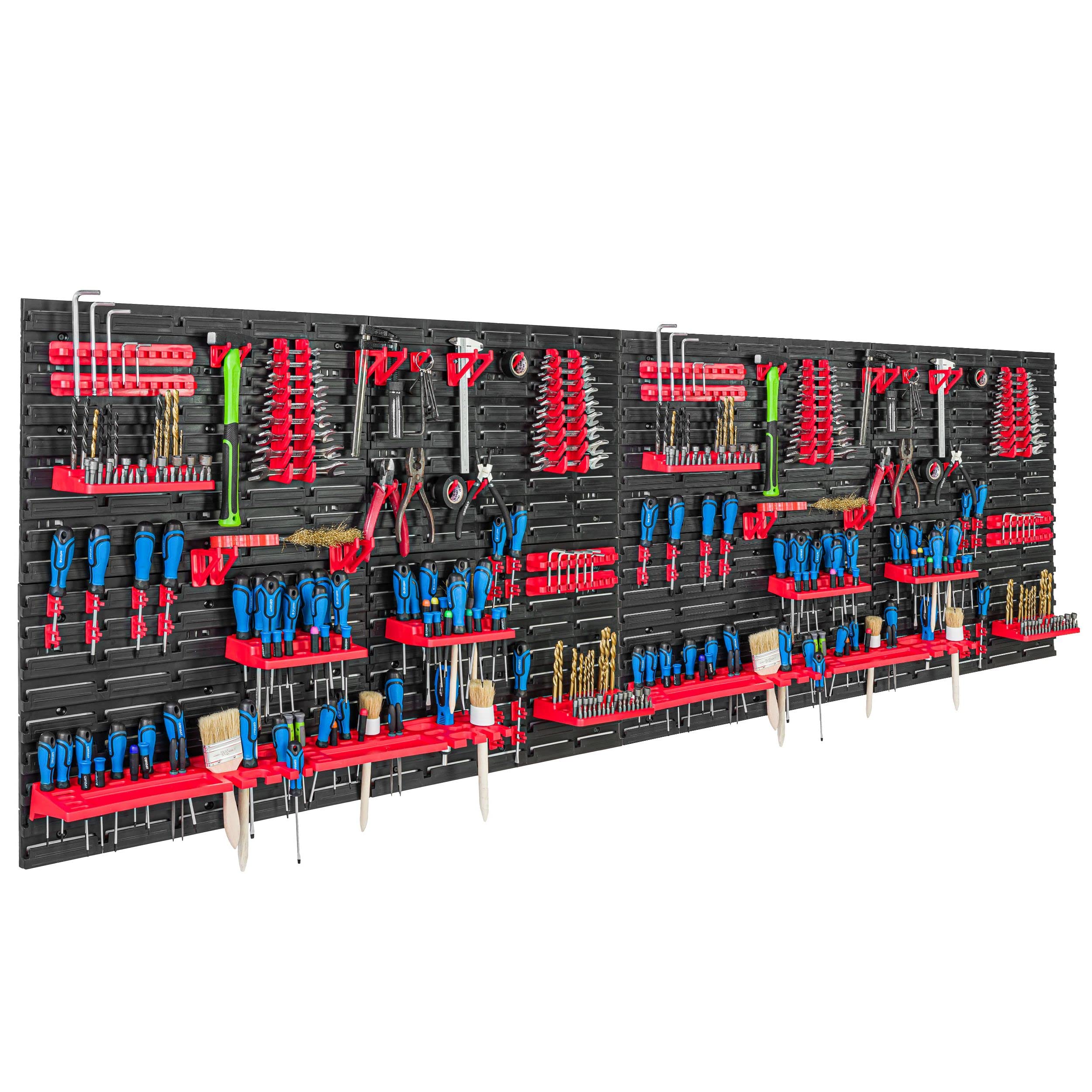 SimpleThing Sistema de almacenamiento para taller, 230 x 78 cm, estantería de pared con soportes para herramientas, placas de pared extrafuertes, estantería para herramientas, estantería para garaje,