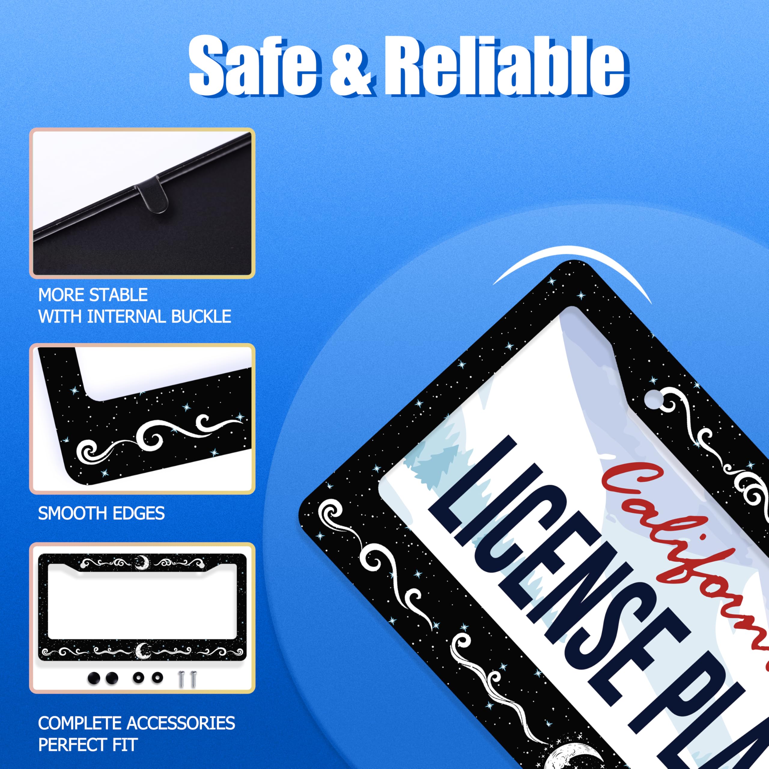 Galaxy Pattern License Plate Frame – Stainless Steel, 12.3 X 6.3 Inches, US/Canada Size 3 thumbnail image