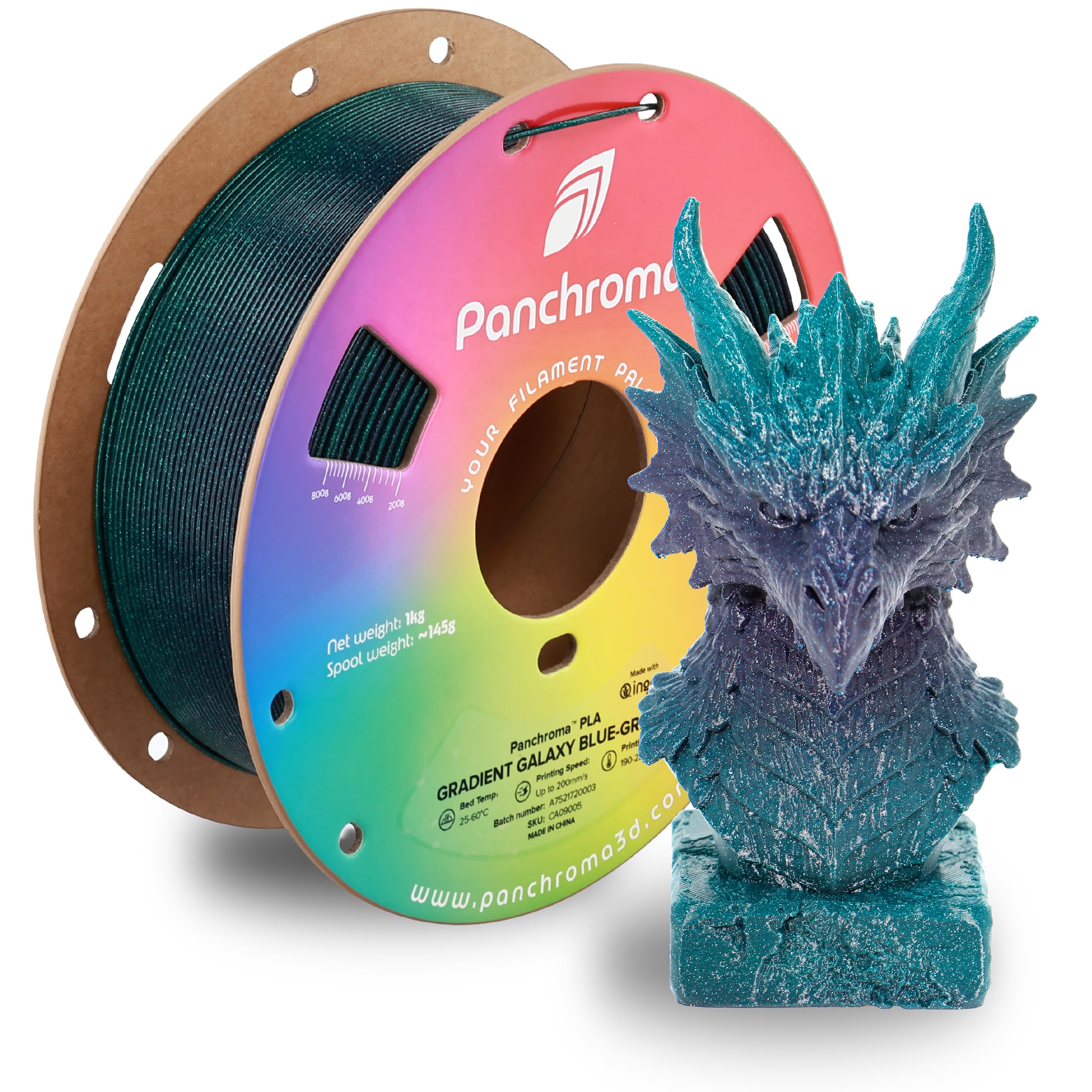 Polymaker Panchroma Gradient Galaxy PLA Blue-Green 3D Printing Filament, 1.75mm 1KG, Premium Gradient PLA, Easy to Print, AMS Compatible, Perfect for